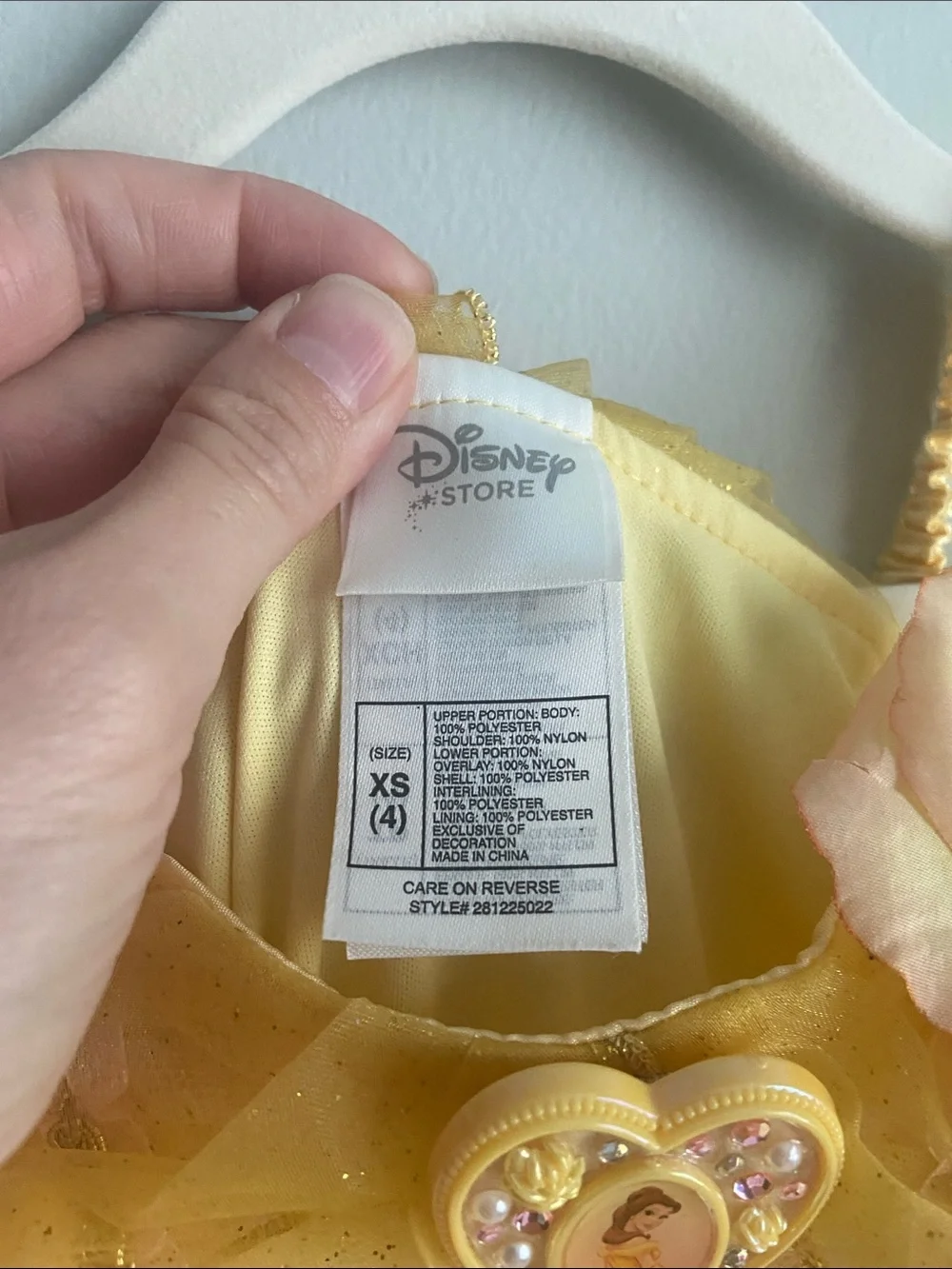 Disney Store Princess Belle dress size 4 little girl With roses Pink and yellow